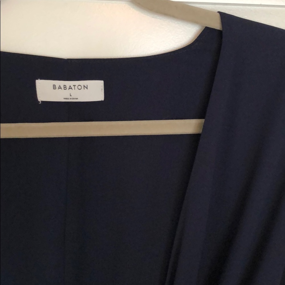 Babaton (Aritzia) navy “Wallace” wrap dress